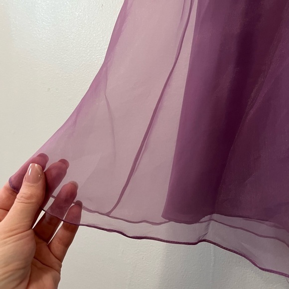 Davids Bridal Lavender Purple One Shoulder Flared Chiffon Midi Formal Dress - Picture 4 of 5